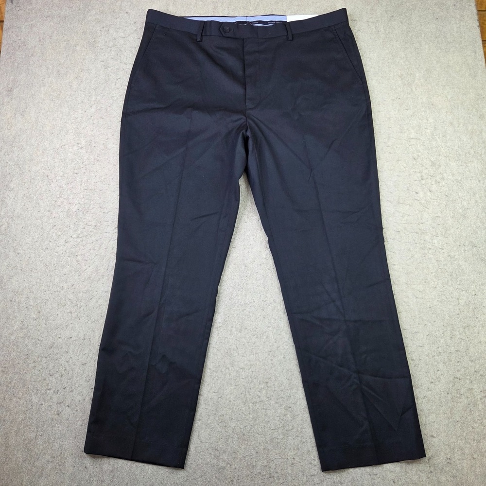 Tommy Hilfiger Essential Trouser Pants Mens 40x30 Navy Blue Flat Front NEW